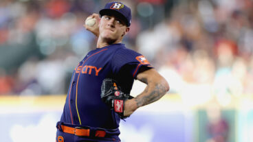 Hunter Brown of the Houston Astros delivers during the first inning against the Texas Rangers at Minute Maid Park.
