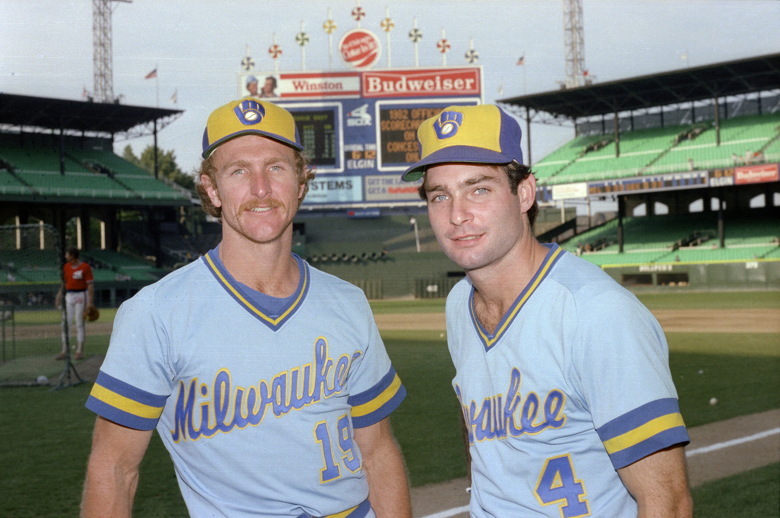 Robin Yount and Paul Molitor in Milwaukee Brewers powder blue uniforms during the early 1980s