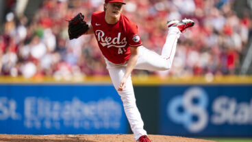 Andrew Abbott #41 of the Cincinnati Reds pitches during a game against the Washington Nationals at Great American Ball Park on August 05, 2023 in Cincinnati, Ohio. (Photo by Emilee Chinn/Cincinnati Reds/Getty Images)