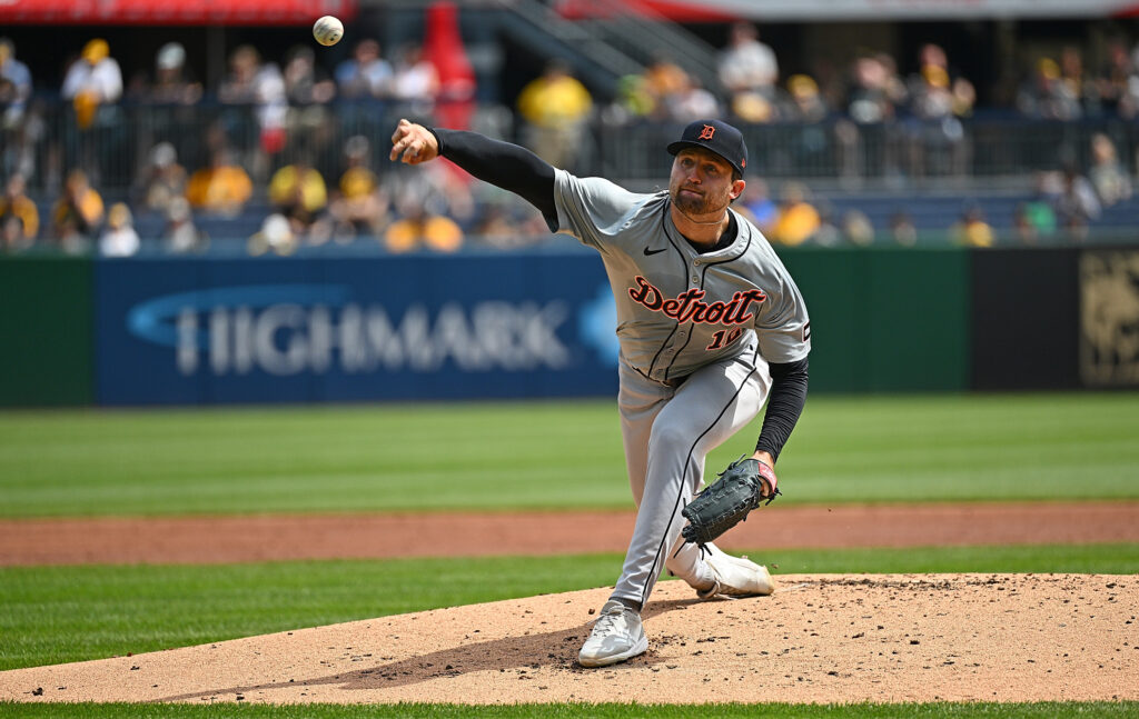 Casey Mize of the Detroit Tigers delivers a pitch in the second inning during the game against the Pittsburgh Pirates at PNC Park.