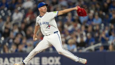 Chris Bassitt of the Toronto Blue Jays pitches to the Seattle Mariners during the first inning at the Rogers Centre.