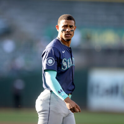 Julio Rodríguez of the Seattle Mariners walks to the dugout.