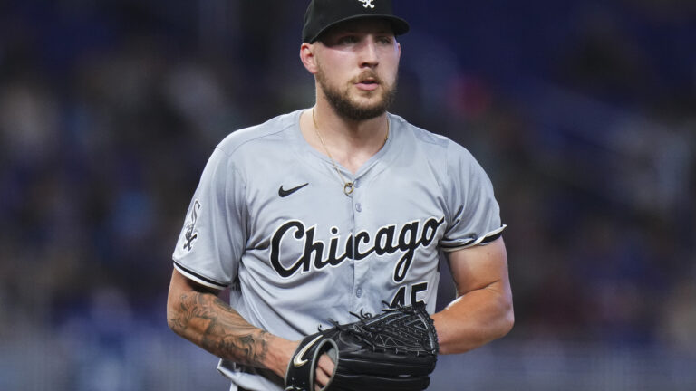 Garrett Crochet of the Chicago White Sox throws a pitch during a game against the Miami Marlins at loanDepot Park.