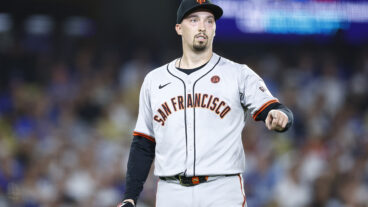Blake Snell of the San Francisco Giants throws against the Los Angeles Dodgers in the fourth inning at Dodger Stadium.