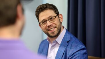 President of baseball operations Peter Bendix of the Miami Marlins speaks during the 2024 Grapefruit League Spring Training Media Day at George M. Steinbrenner Field.