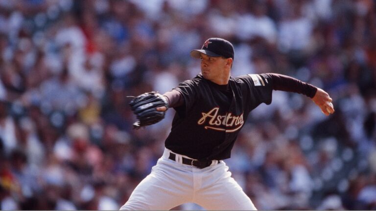 Billy Wagner of the Houston Astros pitches against the San Diego Padres.