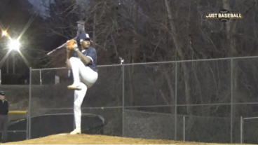CJ Gray prepares to throw a pitch.