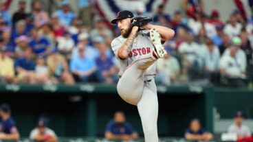 ARLINGTON, TX - MARCH 27: Garrett Crochet #35 of the Boston Red Sox pitches in the first inning during the game between the Boston Red Sox and the Texas Rangers at Globe Life Field on Thursday, March 27, 2025 in Arlington, Texas. (Photo by Cooper Neill/MLB Photos via Getty Images)