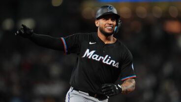 SEATTLE, WASHINGTON - APRIL 25: Agustin Ramirez #50 of the Miami Marlins rounds the bases after hitting his first major league home run in the game against the Seattle Mariners at T-Mobile Park on April 25, 2025 in Seattle, Washington. (Photo by Jasen Vinlove/Miami Marlins/Getty Images)