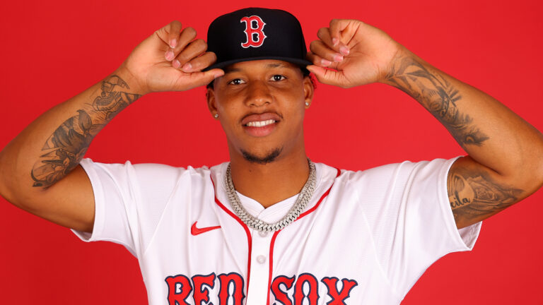 FORT MYERS, FLORIDA - FEBRUARY 18: Brayan Bello #66 of the Boston Red Sox poses for a portrait during photo day at JetBlue Park at Fenway South on February 18, 2025 in Fort Myers, Florida. (Photo by Kevin C. Cox/Getty Images)
