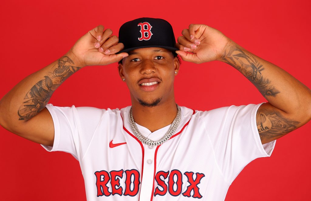 FORT MYERS, FLORIDA - FEBRUARY 18:  Brayan Bello #66 of the Boston Red Sox poses for a portrait during photo day at JetBlue Park at Fenway South on February 18, 2025 in Fort Myers, Florida. (Photo by Kevin C. Cox/Getty Images)