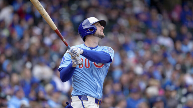 CHICAGO, ILLINOIS - APRIL 5: Kyle Tucker #30 of the Chicago Cubs bats in a game against the San Diego Padres at Wrigley Field on April 5, 2025 in Chicago, Illinois. (Photo by Matt Dirksen/Chicago Cubs/Getty Images)