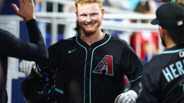 Pavin Smith #26 of the Arizona Diamondbacks celebrates after hitting a home run against the Miami Marlins in the sixth inning of the game at loanDepot park on April 16, 2025 in Miami, Florida. (Photo by Megan Briggs/Getty Images)