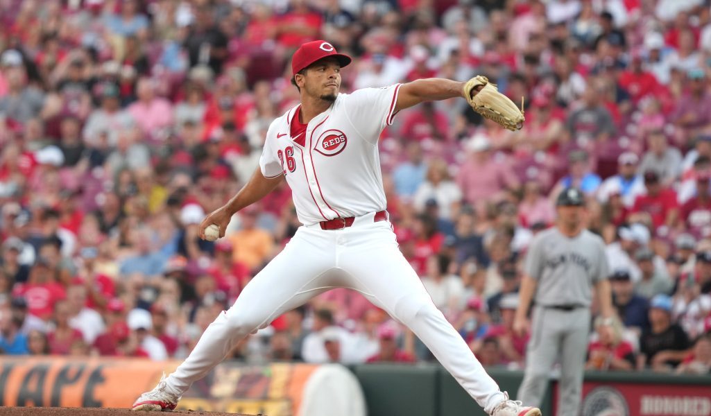 CINCINNATI, OHIO - JUNE 24: Chase Burns #26 of the Cincinnati Reds makes his MLB Debut while pitching in the first inning against the New York Yankees at Great American Ball Park on June 24, 2025 in Cincinnati, Ohio. (Photo by Jason Mowry/Getty Images)