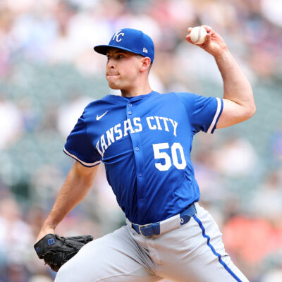 MINNEAPOLIS, MINNESOTA - MAY 25: Kris Bubic #50 of the Kansas City Royals delivers a pitch against the Minnesota Twins in the first inning at Target Field on May 25, 2025 in Minneapolis, Minnesota. (Photo by David Berding/Getty Images)