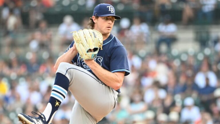 DETROIT, MI - JULY 08: Ryan Pepiot #44 of the Tampa Bay Rays pitches during the game between the Tampa Bay Rays and the Detroit Tigers at Comerica Park on Tuesday, July 8, 2025 in Detroit, Michigan. (Photo by Monica Bradburn/MLB Photos via Getty Images)