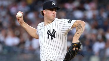 NEW YORK, NEW YORK - JULY 28: Cam Schlittler #31 of the New York Yankees pitches against the Tampa Bay Rays during their game at Yankee Stadium on July 28, 2025 in New York City. (Photo by Al Bello/Getty Images)