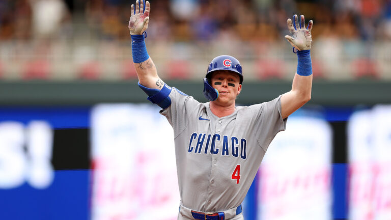 MINNEAPOLIS, MINNESOTA - JULY 10: Pete Crow-Armstrong #4 of the Chicago Cubs celebrates his solo home run for his second of the day as he rounds the bases against the Minnesota Twins in the seventh inning at Target Field on July 10, 2025 in Minneapolis, Minnesota. The Cubs defeated the Twins 8-1. (Photo by David Berding/Getty Images)