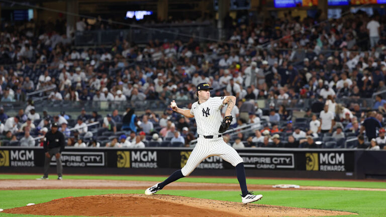 NEW YORK, NY - SEPTEMBER 11: Cam Schlittler #31 of the New York Yankees pitches during the game against the Detroit Tigers at Yankee Stadium on September 11, 2025 in New York, New York. (Photo by New York Yankees/Getty Images)