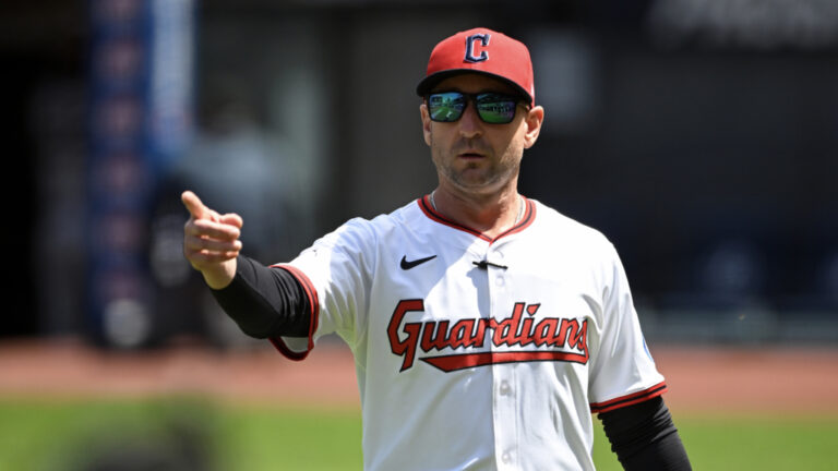 CLEVELAND, OHIO - APRIL 23: Associate manager Craig Albernaz #55 of the Cleveland Guardians walks off the field prior to a game against the New York Yankees at Progressive Field on April 23, 2025 in Cleveland, Ohio. (Photo by Nick Cammett/Diamond Images via Getty Images)
