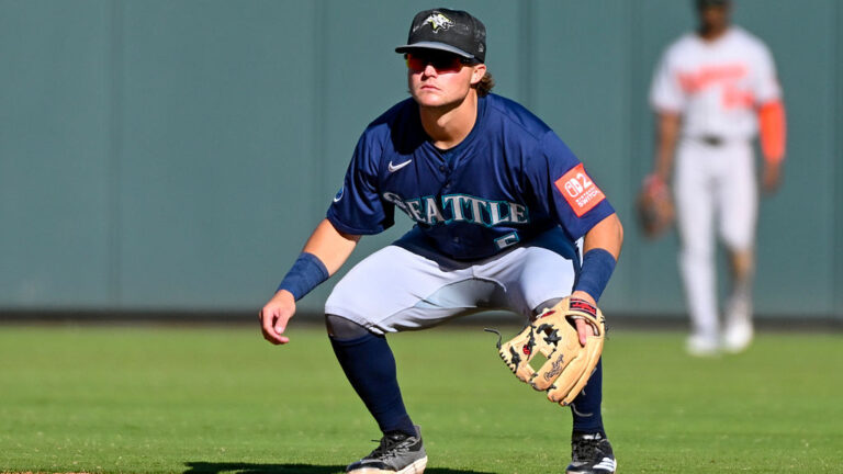 TALKING STICK, AZ - OCTOBER 29: Brock Rodden #5 of the Peoria Javelinas looks on during the game between the Peoria Javelinas and the Salt River Rafters at Salt River Fields at Talking Stick on Wednesday, October 29, 2025 in Talking Stick, Arizona. (Photo by Norm Hall/MLB Photos via Getty Images)