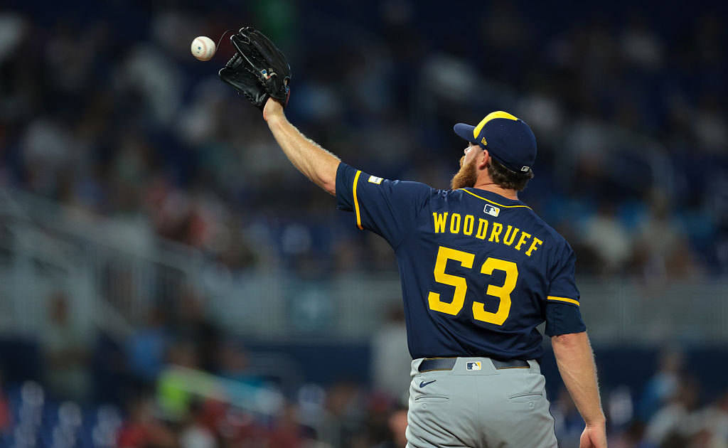 MIAMI, FLORIDA - JULY 6: Brandon Woodruff #53 of the Milwaukee Brewers in action against the Miami Marlins at loanDepot park on July 6, 2025 in Miami, Florida. (Photo by Sam Navarro/Getty Images)