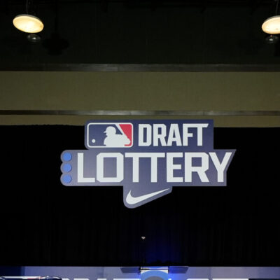 DALLAS, TX - DECEMBER 10: A general view of the stage prior to the Draft Lottery at the 2024 MLB Winter Meetings at Hilton Anatole on Tuesday, December 10, 2024 in Dallas, Texas. (Photo by Daniel Shirey/MLB Photos via Getty Images)