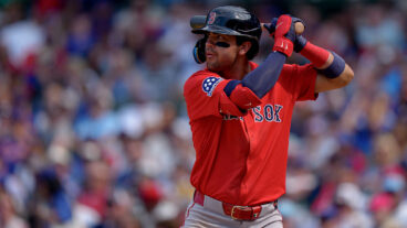 CHICAGO, ILLINOIS - JULY 18: Marcelo Mayer #39 of the Boston Red Sox bats in a game against the Chicago Cubs at Wrigley Field on July 18, 2025 in Chicago, Illinois. (Photo by Matt Dirksen/Getty Images)