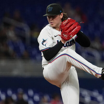 MIAMI, FLORIDA - SEPTEMBER 11: Ryan Weathers #35 of the Miami Marlins delivers a pitch in the game against the Washington Nationals at loanDepot park on September 11, 2025 in Miami, Florida. (Photo by Jasen Vinlove/Miami Marlins/Getty Images)