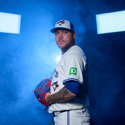 TORONTO, ON - OCTOBER 23: Yariel Rodríguez #29 of the Toronto Blue Jays poses for a photo during the 2025 World Series photoshoot at the Rogers Centre on Thursday, October 23, 2025 in Toronto, Ontario, Canada. (Photo by Daniel Shirey/MLB Photos via Getty Images)