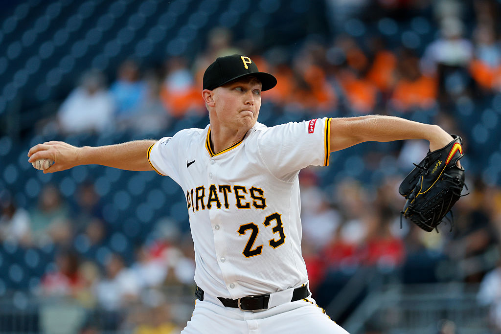PITTSBURGH, PA - JULY 22: Mitch Keller #23 of the Pittsburgh Pirates in action against the Detroit Tigers at PNC Park on July 22, 2025 in Pittsburgh, Pennsylvania. (Photo by Justin K. Aller/Getty Images)