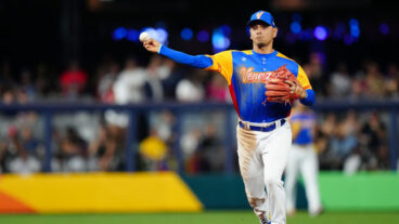 MIAMI, FL - MARCH 18: Andrés Giménez #0 of Team Venezuela throws to first in the third inning during the 2023 World Baseball Classic Quarterfinal game between Team USA and Team Venezuela at loanDepot Park on Saturday, March 18, 2023 in Miami, Florida. (Photo by Daniel Shirey/WBCI/MLB Photos via Getty Images)