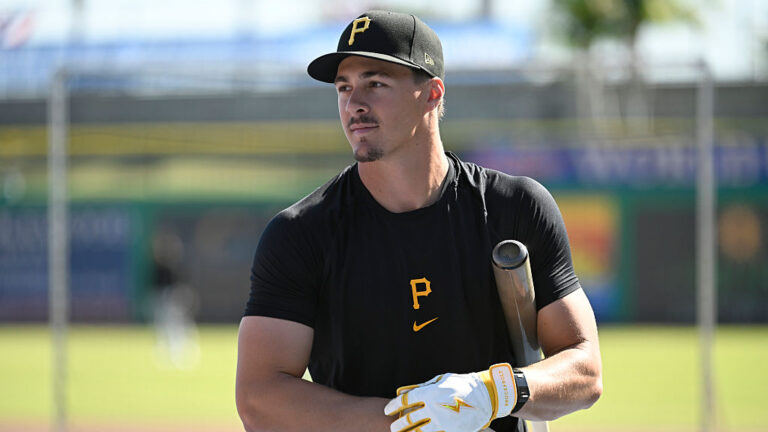 CLEARWATER, FLORIDA - MARCH 14, 2025: Konnor Griffin #85 of the Pittsburgh Pirates participates in batting practice prior to a Spring Breakout game against the Philadelphia Phillies at BayCare Ballpark on March 14, 2025 in Clearwater, Florida. (Photo by Diamond Images via Getty Images)