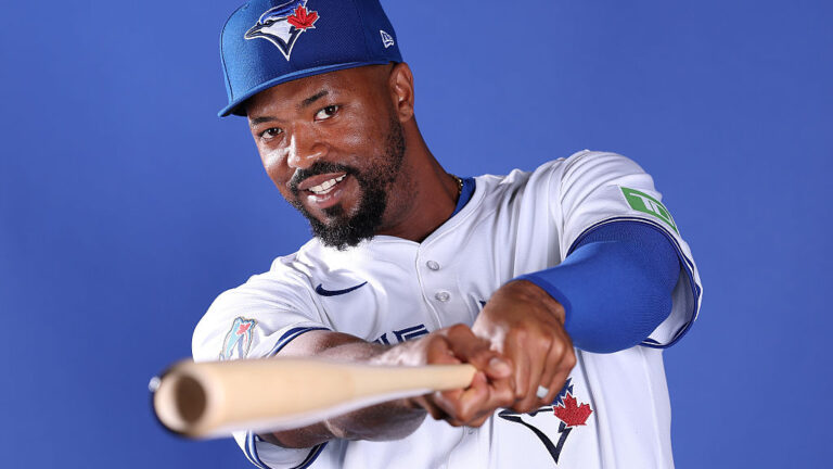 DUNEDIN, FLORIDA - FEBRUARY 20: Eloy Jimenez #74 of the of the Toronto Blue Jays poses for a portrait during photo day at the Toronto Blue Jays Player Development Complex on February 20, 2026 in Dunedin, Florida. (Photo by Kevin C. Cox/Getty Images)