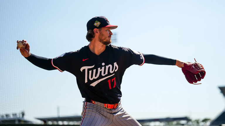 FORT MYERS, FL- FEBRUARY 14: Bailey Ober #17 of the Minnesota Twins during a spring training workout on February 14, 2026 at Hammond Stadium in Fort Myers, Florida. (Photo by Brace Hemmelgarn/Minnesota Twins/Getty Images)