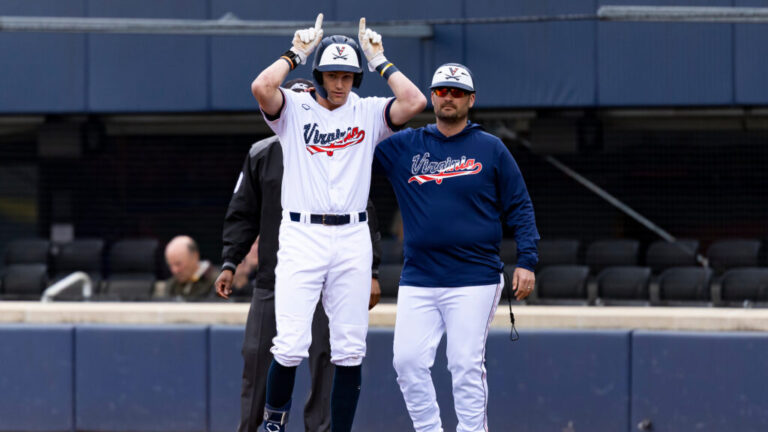 CHARLOTTESVILLE, VA - FEBRUARY 25 - Harrison Didawick (34) during the game between the Virginia Cavaliers and the George Washington Revolutionaries at Disharoon Park in Charlottesville, VA on Wednesday, Feb. 25, 2026.