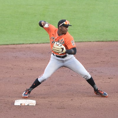 San Francisco Giants shortstop Marco Luciano (73) during San Francisco Giants Summer Camp at Oracle Park.