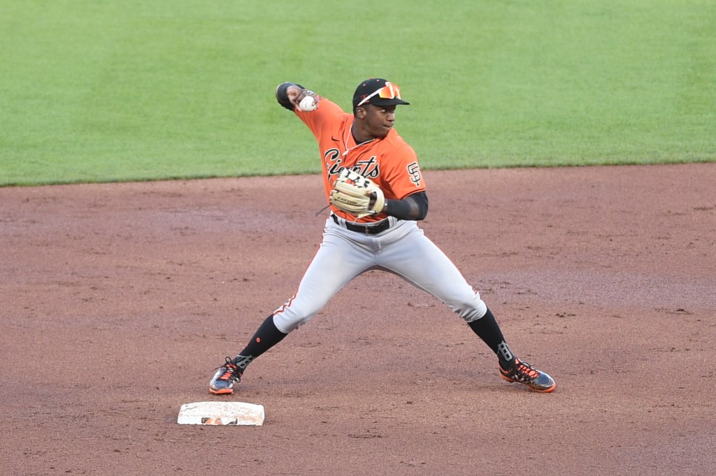 San Francisco Giants shortstop Marco Luciano (73) during San Francisco Giants Summer Camp at Oracle Park.