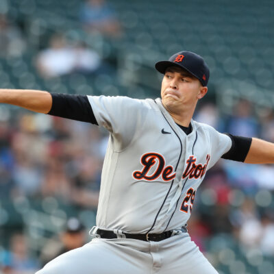Tarik Skubal #29 of the Detroit Tigers delivers a pitch against the Minnesota Twins in the first inning of the game at Target Field on July 8, 2021 in Minneapolis, Minnesota. (Photo by David Berding/Getty Images)