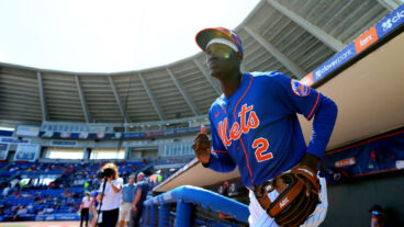 PORT ST. LUCIE, FL - MARCH 11: Ronny Mauricio #2 of the New York Mets in the dugout before a spring training baseball game against the St. Louis Cardinals at Clover Park at on March 11, 2020 in Port St. Lucie, Florida. (Photo by Rich Schultz/Getty Images)