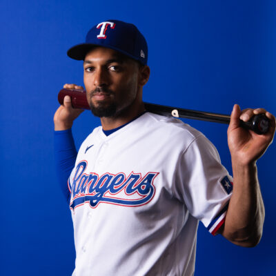 Marcus Semien of the Texas Rangers poses during Photo Day at Surprise Stadium.