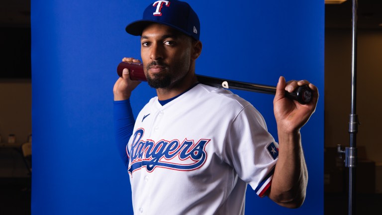 Marcus Semien of the Texas Rangers poses during Photo Day at Surprise Stadium.