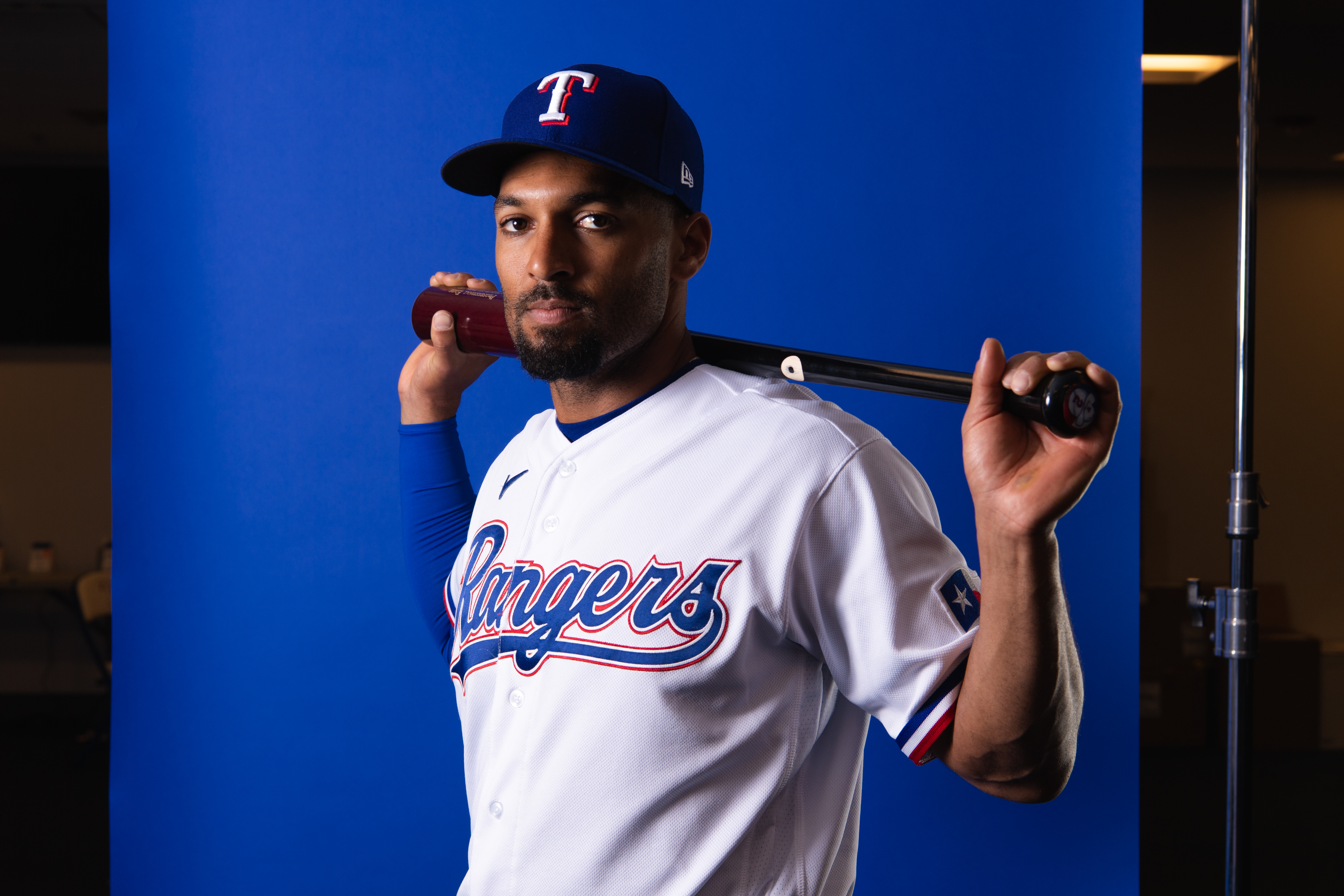 Marcus Semien of the Texas Rangers poses during Photo Day at Surprise Stadium.