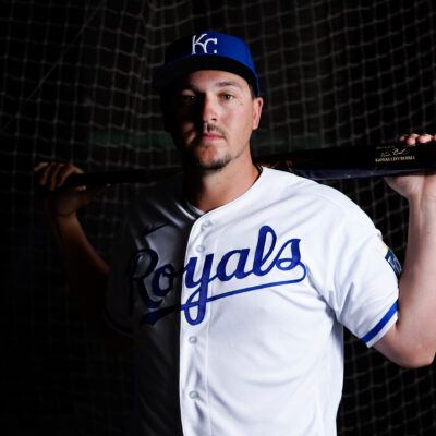 Vinnie Pasquantino #73 of the Kansas City Royals poses during Photo Day at Surprise Stadium.