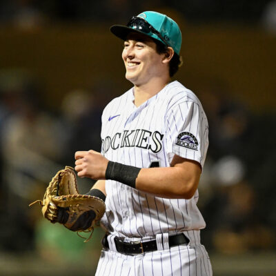 Michael Toglia of the Salt River Rafters runs off the field during the Arizona Fall League Fall Stars Game at Salt River Fields.