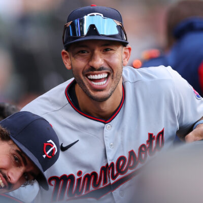 Carlos Correa of the Minnesota Twins looks on against the Chicago White Sox at Guaranteed Rate Field.