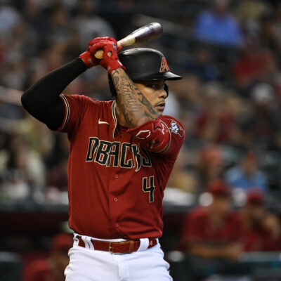 Ketel Marte #4 of the Arizona Diamondbacks gets ready in the batters box against the St Louis Cardinals at Chase Field.