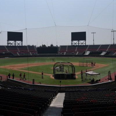 General view of Alfredo Harp Helu Stadium where the players of the Diablos Rojos de Mexico baseball team train.