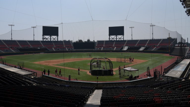 General view of Alfredo Harp Helu Stadium where the players of the Diablos Rojos de Mexico baseball team train.