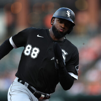 Luis Robert of the Chicago White Sox rounds the bases before scoring a run against the Baltimore Orioles during the first inning at Oriole Park at Camden Yards.
